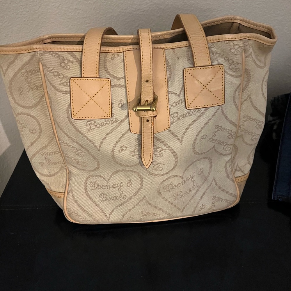 Dooney & Bourke Cream and Tan Tote with Textured Fabric